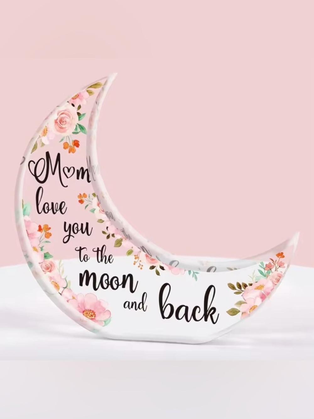 Pink Floral Crescent Moon Decor Mother’s Day gift